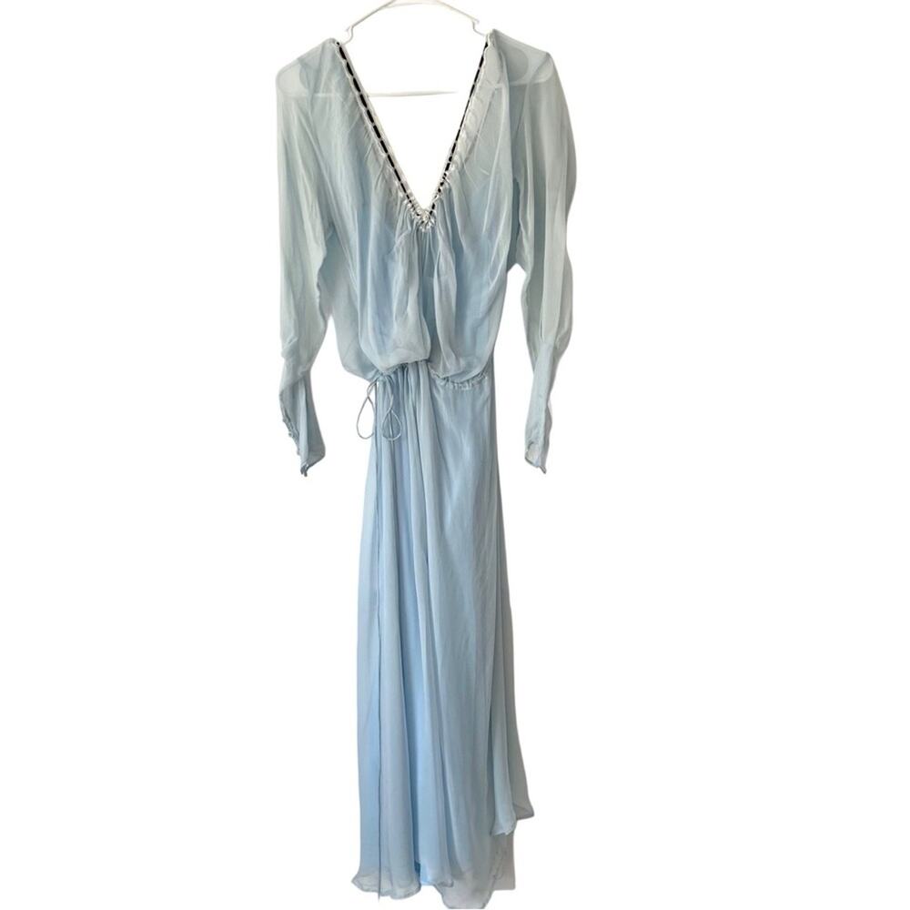 Zara NWTs Elegant Sheer Chiffon Blue Nightgown size small - Picture 10 of 13